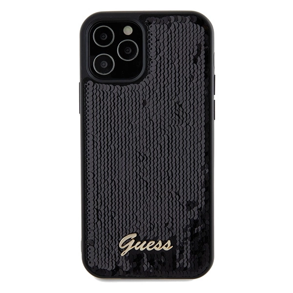 Guess Sequin Script Metal case for iPhone 12/12 Pro - blackeng