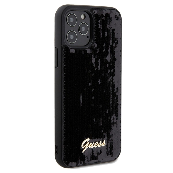 Guess Sequin Script Metal case for iPhone 12/12 Pro - blackeng