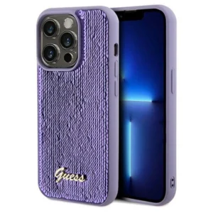 Guess Sequin Script Metal case for iPhone 13 Pro / 13 - purpleeng