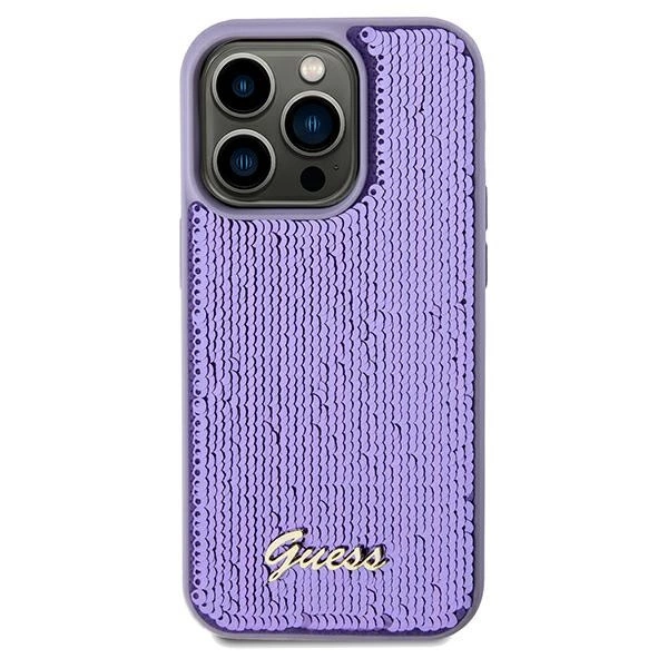 Guess Sequin Script Metal case for iPhone 13 Pro / 13 - purpleeng