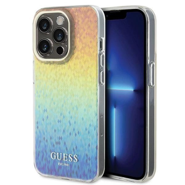 Guess IML Faceted Mirror Disco Iridescent case for iPhone 14 Pro - multicoloredeng