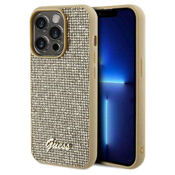 Guess Disco Metal Script case for iPhone 14 Pro - goldeng