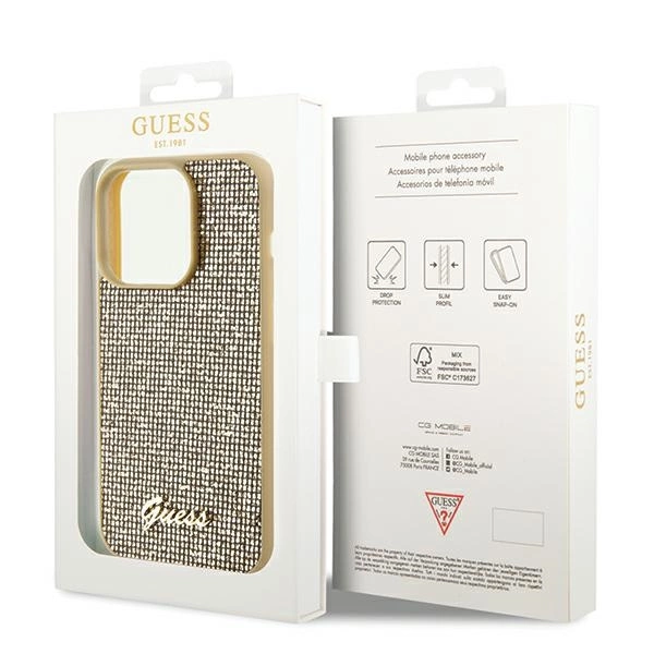 Guess Disco Metal Script case for iPhone 14 Pro - goldeng