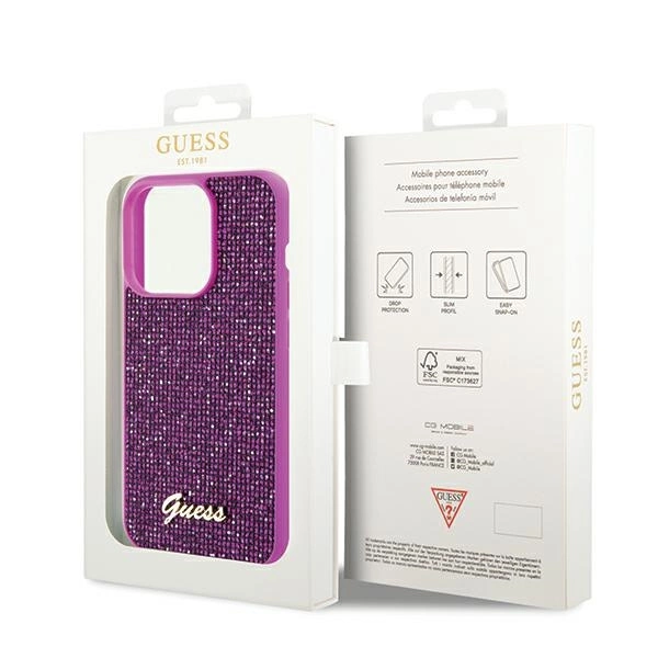 Guess Disco Metal Script case for iPhone 14 Pro - fuchsiaeng