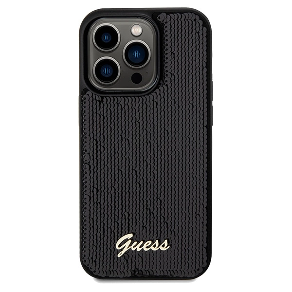 Guess Sequin Script Metal case for iPhone 14 Pro - blackeng