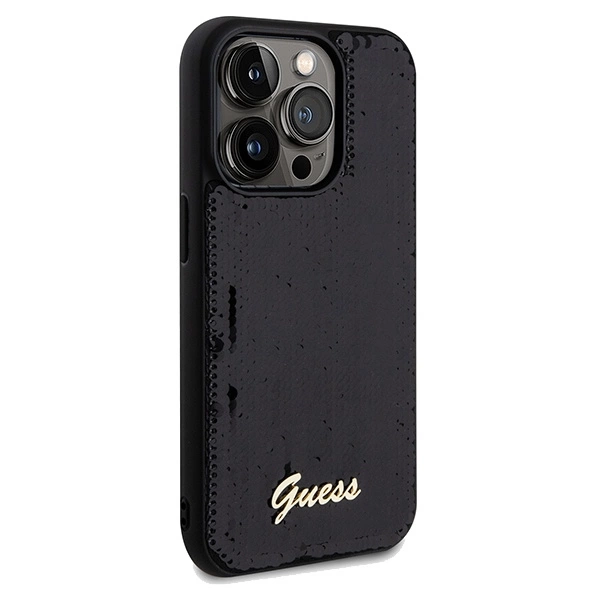 Guess Sequin Script Metal case for iPhone 14 Pro - blackeng