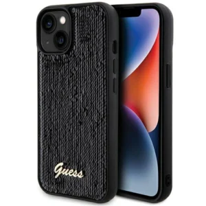 Guess Sequin Script Metal case for iPhone 14 / 15 / 13 - blackeng