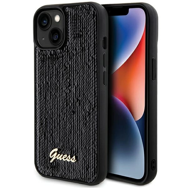 Guess Sequin Script Metal case for iPhone 14 / 15 / 13 - blackeng