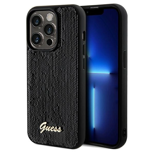Guess Sequin Script Metal case for iPhone 14 Pro Max - blackeng