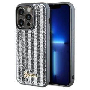 Guess Sequin Script Metal case for iPhone 14 Pro Max - silvereng