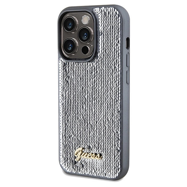 Guess Sequin Script Metal case for iPhone 14 Pro Max - silvereng