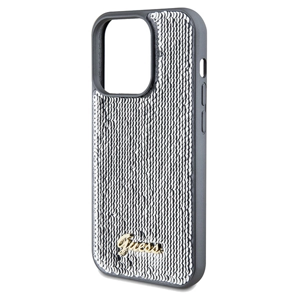 Guess Sequin Script Metal case for iPhone 14 Pro Max - silvereng