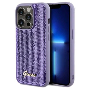 Guess Sequin Script Metal case for iPhone 14 Pro Max - purpleeng