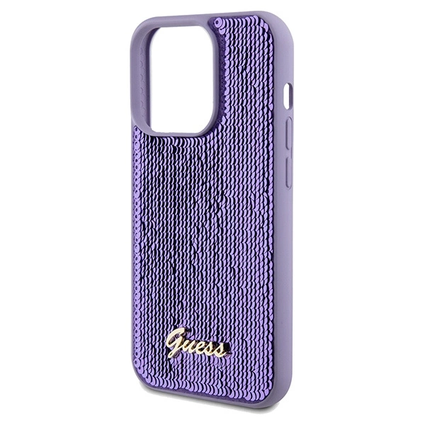Guess Sequin Script Metal case for iPhone 14 Pro Max - purpleeng