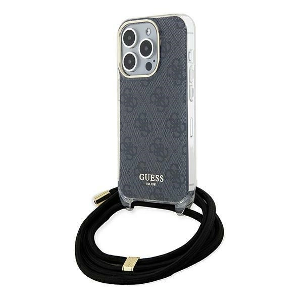 Guess Crossbody Cord 4G Print case for iPhone 15 Pro - blackeng