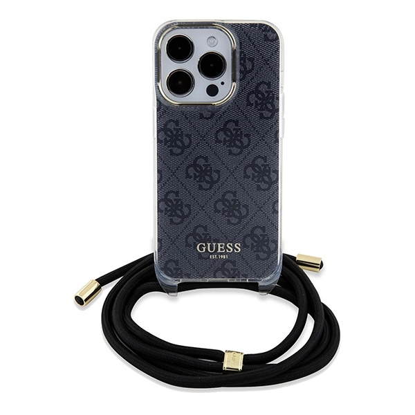 Guess Crossbody Cord 4G Print case for iPhone 15 Pro - blackeng