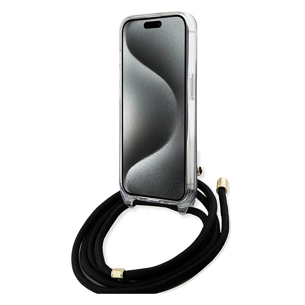 Guess Crossbody Cord 4G Print case for iPhone 15 Pro - blackeng