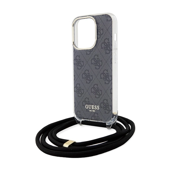 Guess Crossbody Cord 4G Print case for iPhone 15 Pro - blackeng