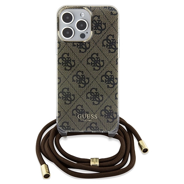 Guess Crossbody Cord 4G Print case for iPhone 15 Pro - browneng