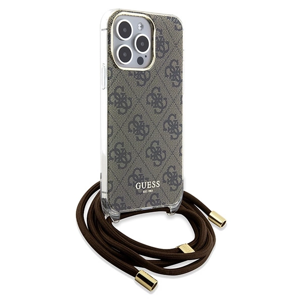Guess Crossbody Cord 4G Print case for iPhone 15 Pro - browneng