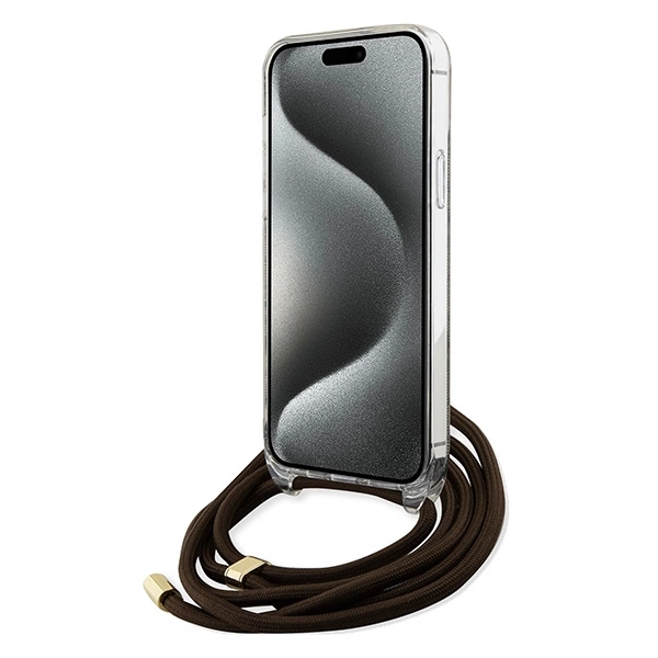 Guess Crossbody Cord 4G Print case for iPhone 15 Pro - browneng