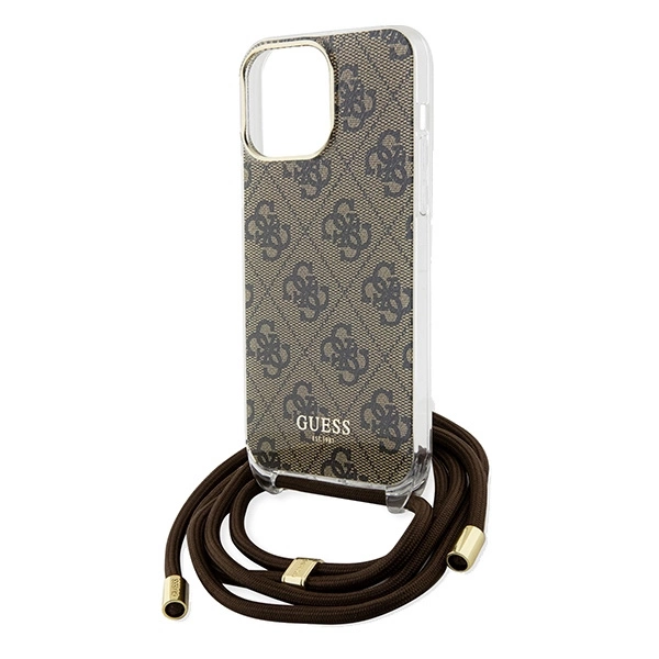 Guess Crossbody Cord 4G Print case for iPhone 15 Pro - browneng