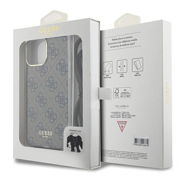 Guess Crossbody Cord 4G Print case for iPhone 15 Pro - browneng