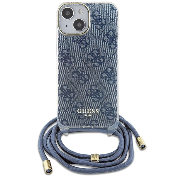 Guess Crossbody Cord 4G Print Case for iPhone 15/14/13 - Blueeng