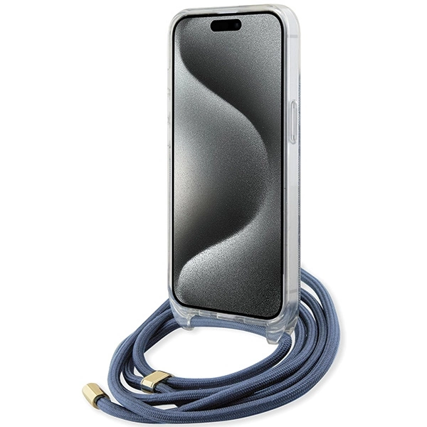 Guess Crossbody Cord 4G Print Case for iPhone 15/14/13 - Blueeng