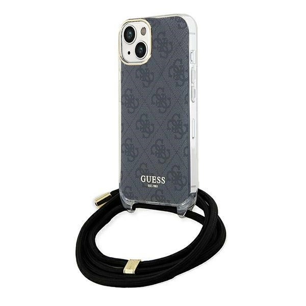 Guess Crossbody Cord 4G Print Case for iPhone 15/14/13 - Blackeng