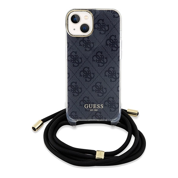 Guess Crossbody Cord 4G Print Case for iPhone 15/14/13 - Blackeng