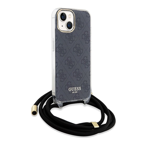 Guess Crossbody Cord 4G Print Case for iPhone 15/14/13 - Blackeng