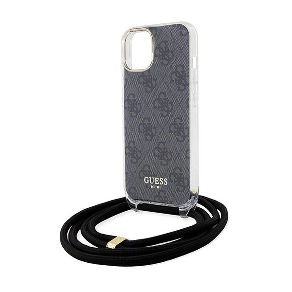 Guess Crossbody Cord 4G Print Case for iPhone 15/14/13 - Blackeng