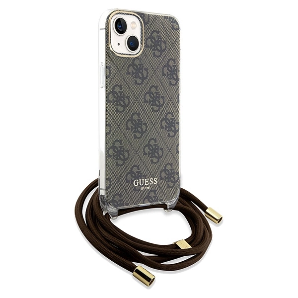 Guess Crossbody Cord 4G Print case for iPhone 15 / 14 / 13 - browneng