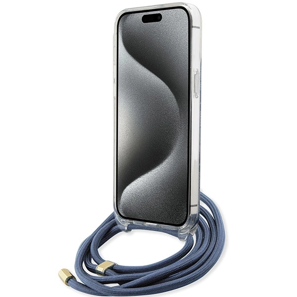 Guess Crossbody Cord 4G Print case for iPhone 15 Pro Max - blueeng