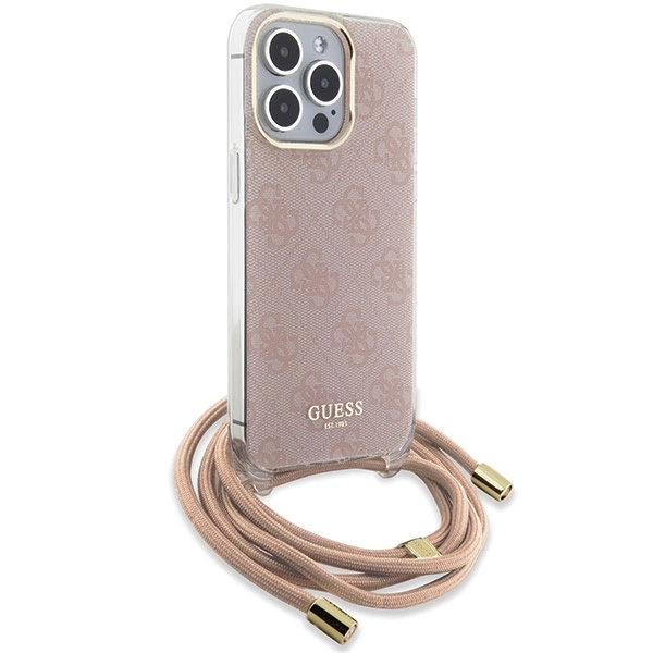 Guess Crossbody Cord 4G Print case for iPhone 15 Pro Max - pinkeng