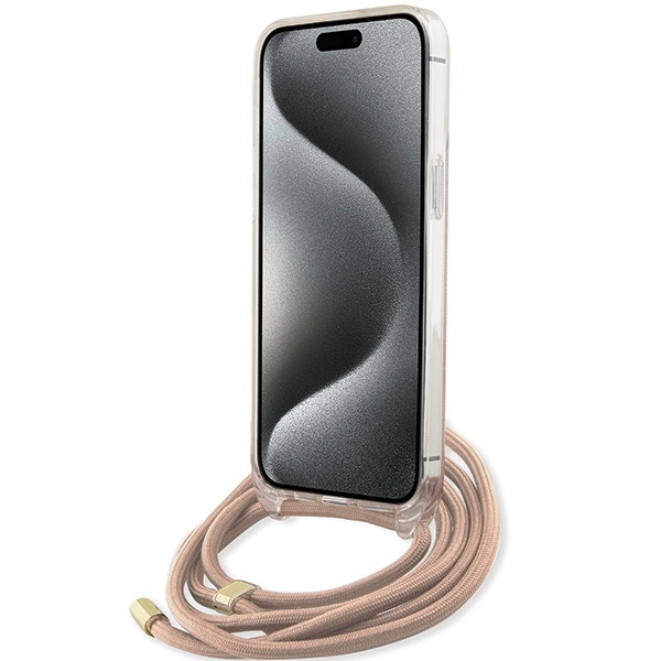 Guess Crossbody Cord 4G Print case for iPhone 15 Pro Max - pinkeng
