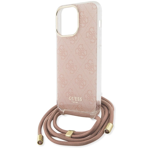 Guess Crossbody Cord 4G Print case for iPhone 15 Pro Max - pinkeng