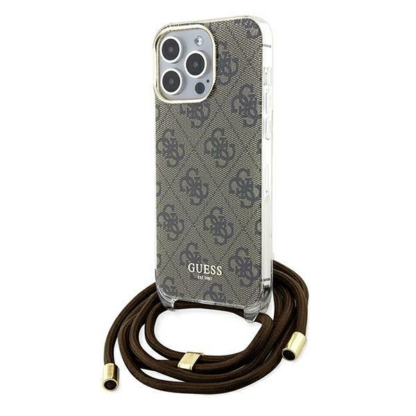 Guess Crossbody Cord 4G Print case for iPhone 15 Pro Max - browneng