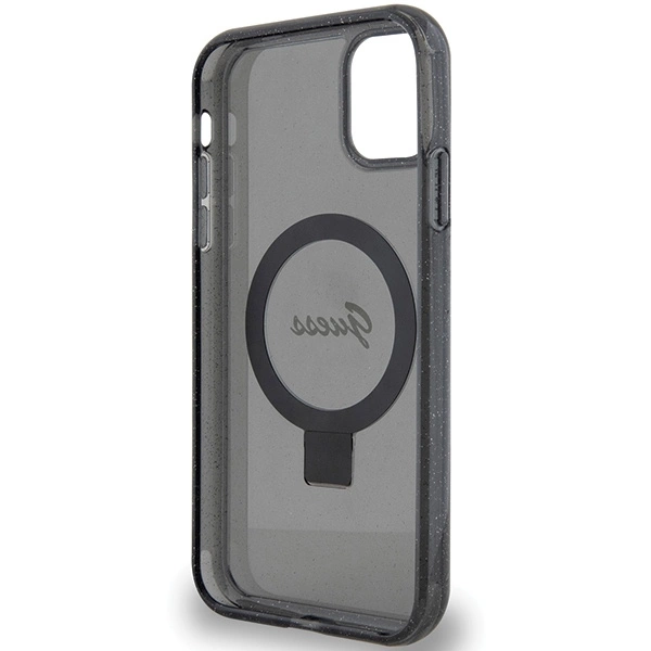 Guess Ring Stand Script Glitter MagSafe case for iPhone 11 / Xr - blackeng