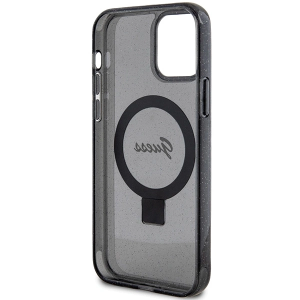 Guess Ring Stand Script Glitter MagSafe case for iPhone 12/12 Pro - blackeng