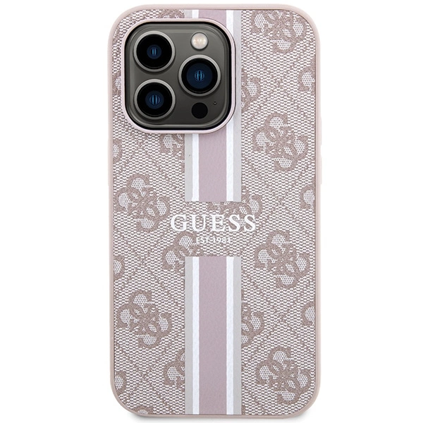 Guess 4G Printed Stripes MagSafe case for iPhone 15 Pro - pinkeng