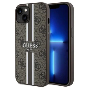 Guess 4G Printed Stripes MagSafe case for iPhone 15/14/13 - browneng
