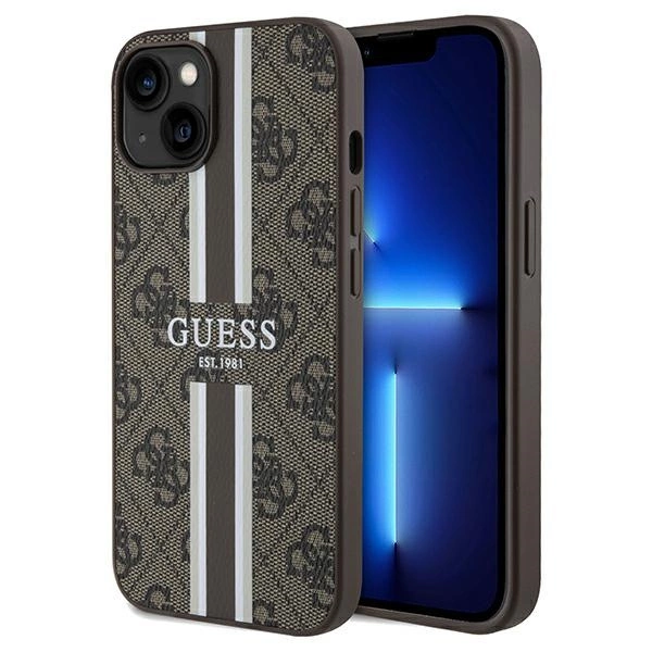 Guess 4G Printed Stripes MagSafe case for iPhone 15/14/13 - browneng