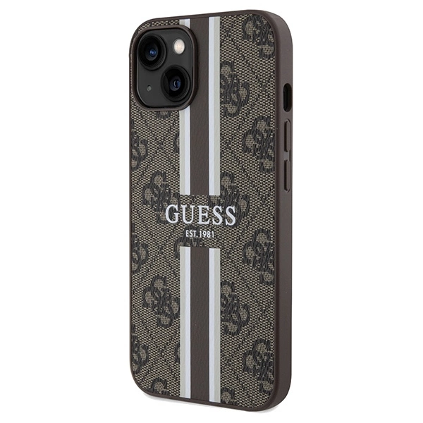 Guess 4G Printed Stripes MagSafe case for iPhone 15/14/13 - browneng