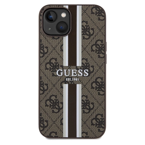 Guess 4G Printed Stripes MagSafe case for iPhone 15/14/13 - browneng