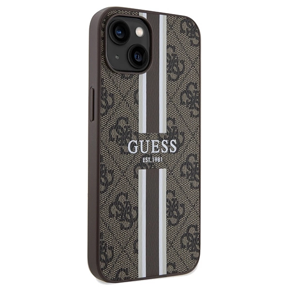 Guess 4G Printed Stripes MagSafe case for iPhone 15/14/13 - browneng