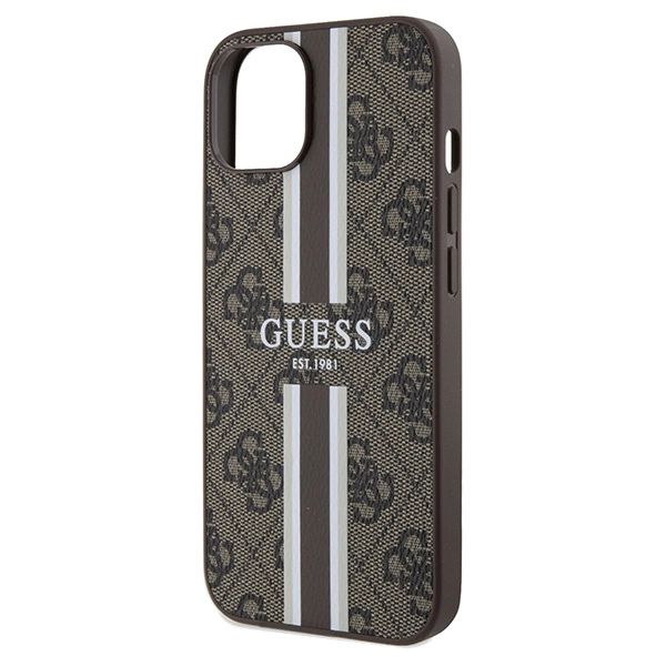 Guess 4G Printed Stripes MagSafe case for iPhone 15/14/13 - browneng