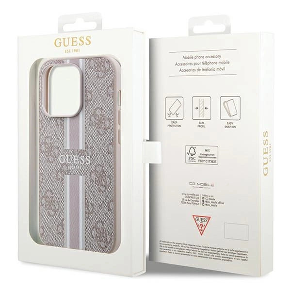 Guess 4G Printed Stripes MagSafe case for iPhone 15 Pro Max - pinkeng