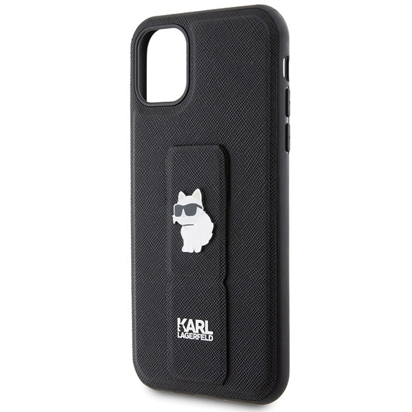 Karl Lagerfeld Gripstand Saffiano Choupette Pins Case for iPhone 11 / Xr - Blackeng